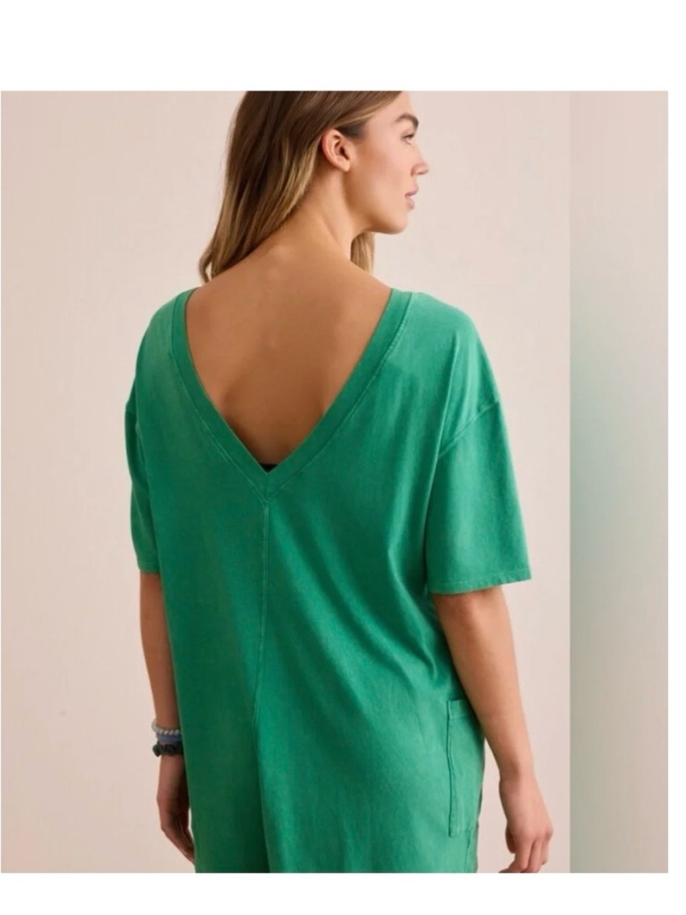 Free People Movement Hot Shot Casual Green Short Romper Oversized Roomy Pockets - Picture 2 of 16
